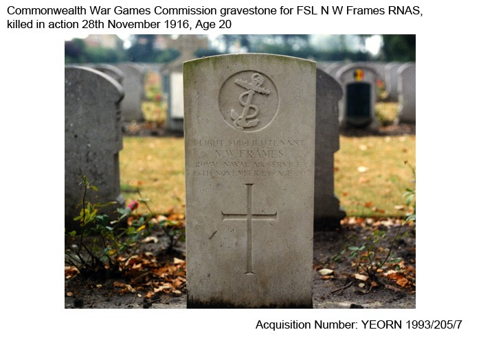 Commonwealth War Graves Commission gravestone for FSL N W Frames RNAS.