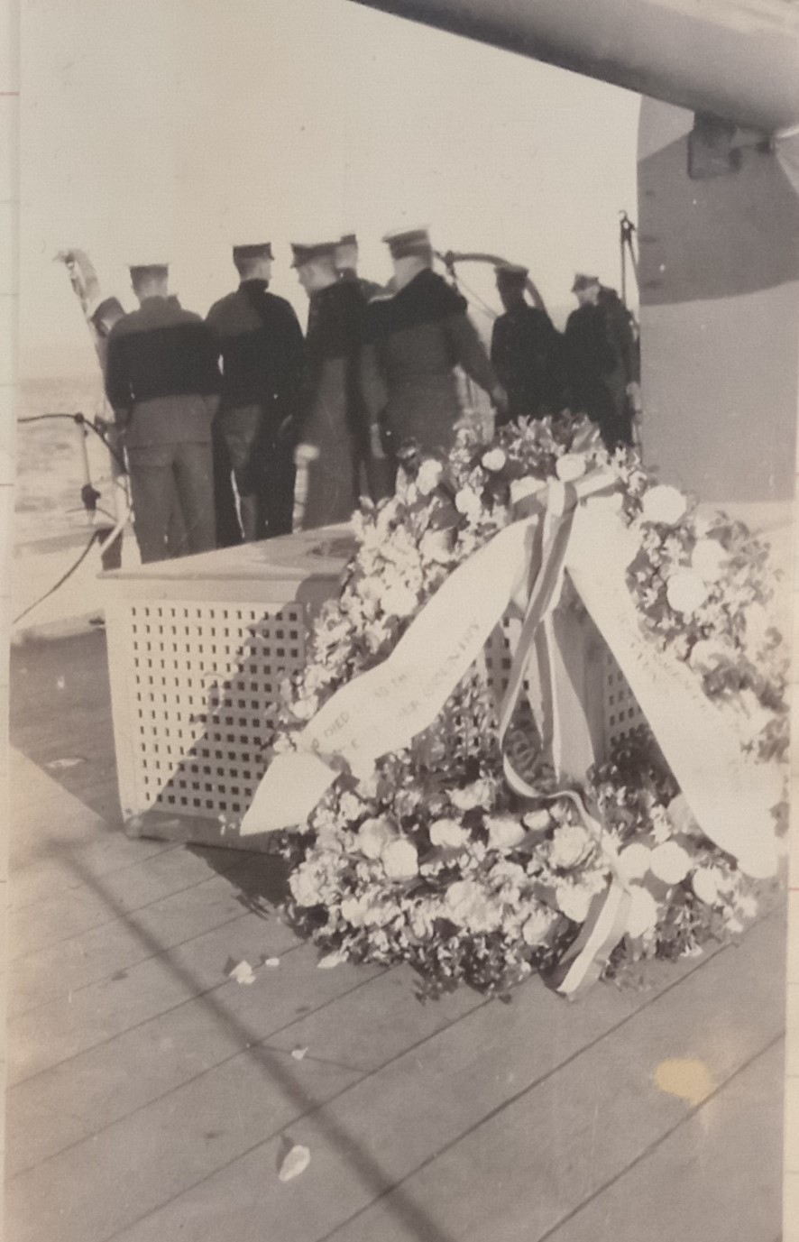 The wreath of HMS Dauntless at the Coronel memorial service 