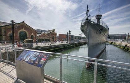 HMS Caroline afloat in Belfast's Maritime Mile