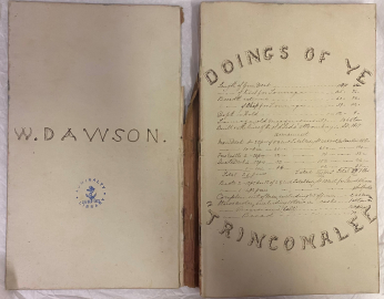 A journal by W. Dawson with a title 'Doings of Ye Trincomalee'