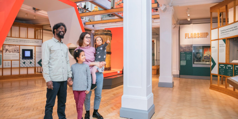 Family exploring the Victory Gallery