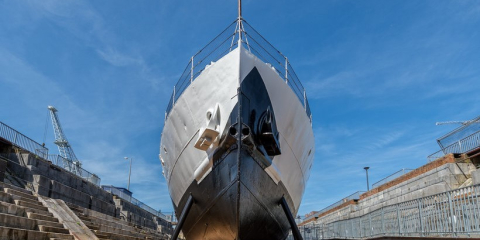 Bow of HMS M.33 at Portsmouth Historic Dockyard 