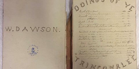 A journal by W. Dawson with a title 'Doings of Ye Trincomalee'